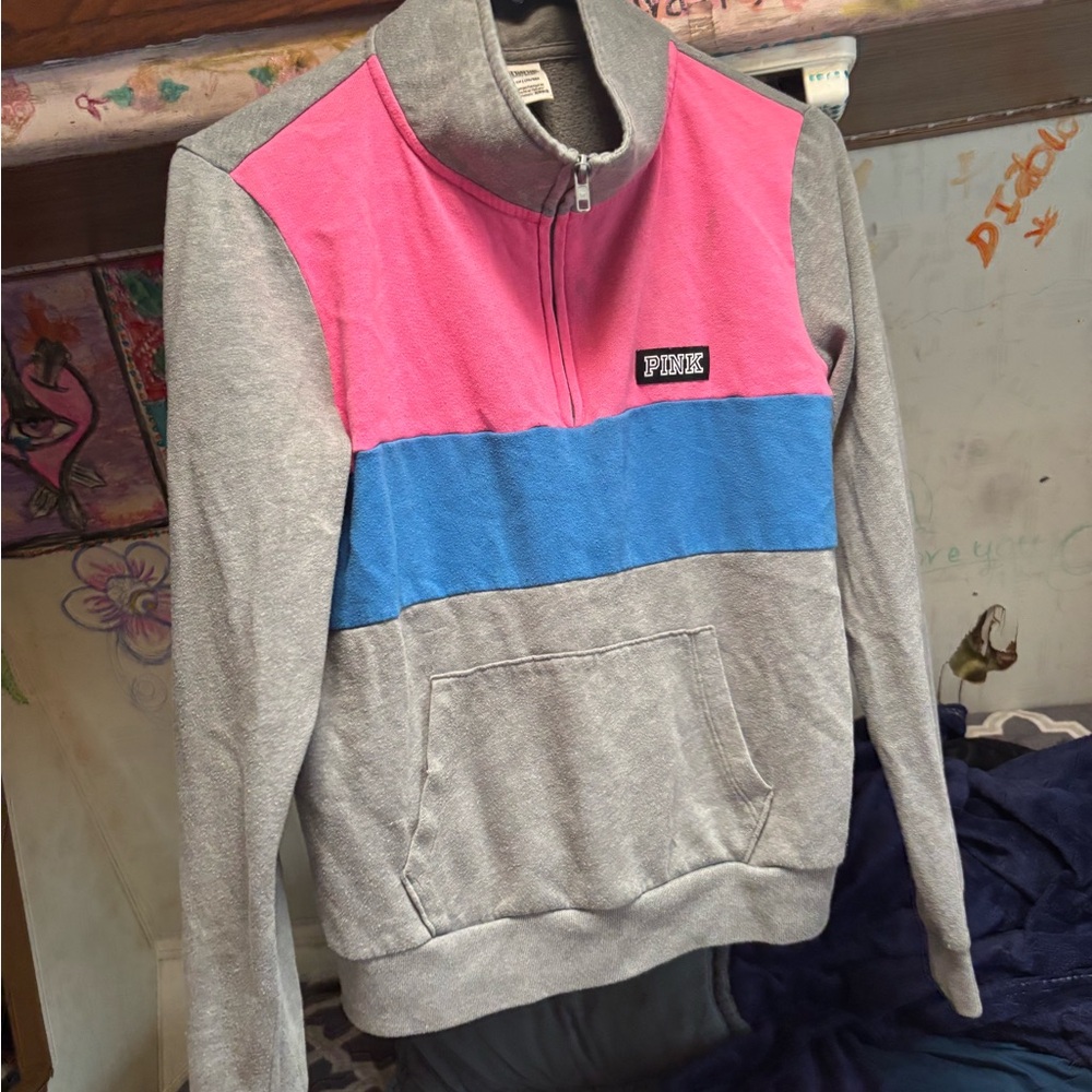 PINK Victoria's Secret Gray and Pink Sweatshirt